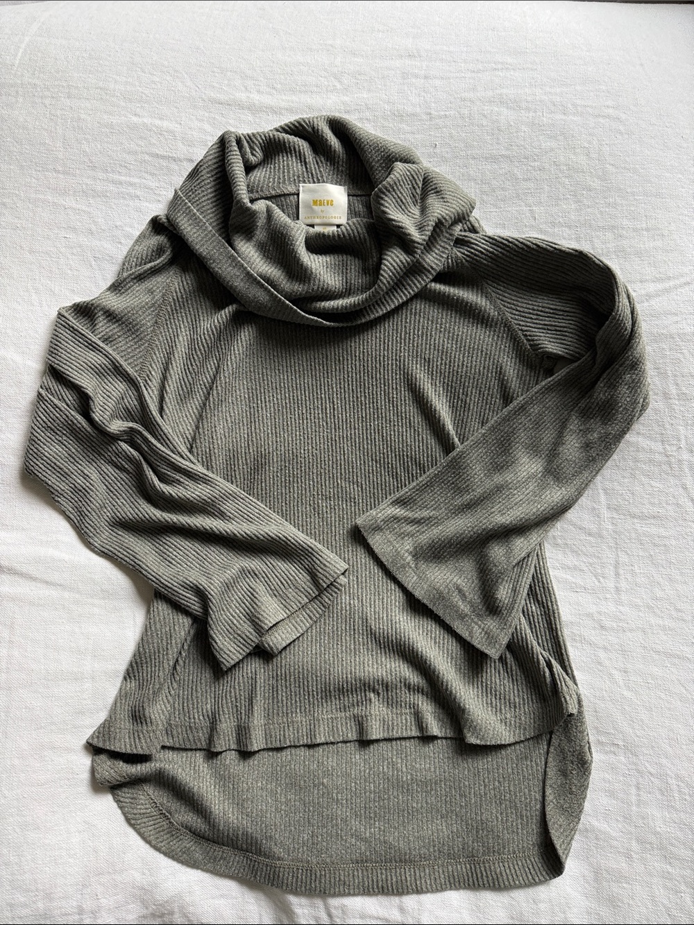 Maeve Ribbed Cowl Neck Sweater - Gray
